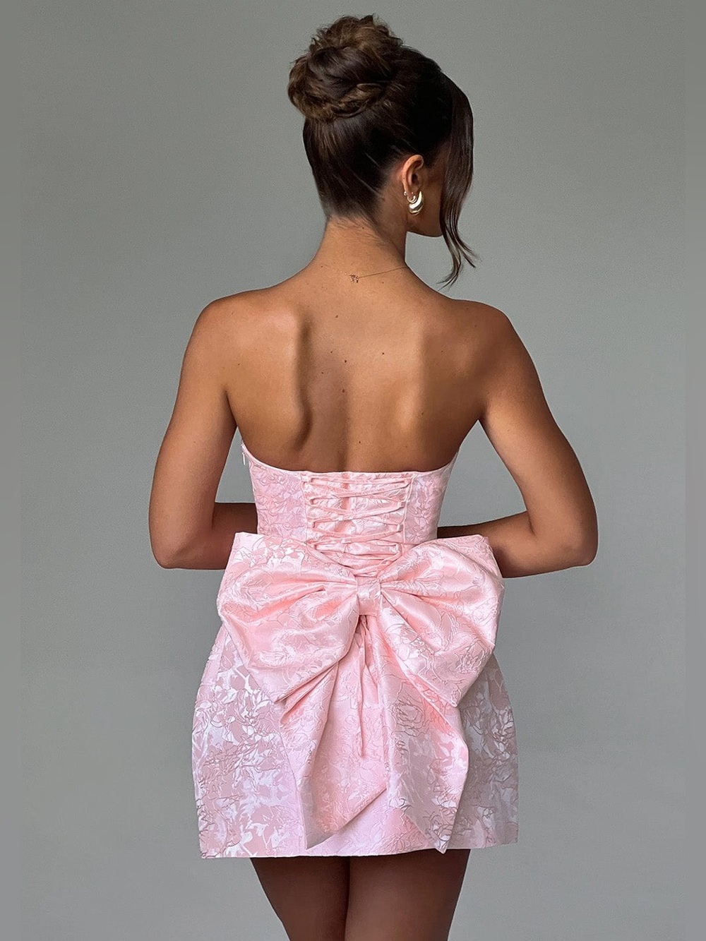 Babyboo ELENORA MINI DRESS BLUSH Bow Back Corset Size Small - Picture 3 of 11
